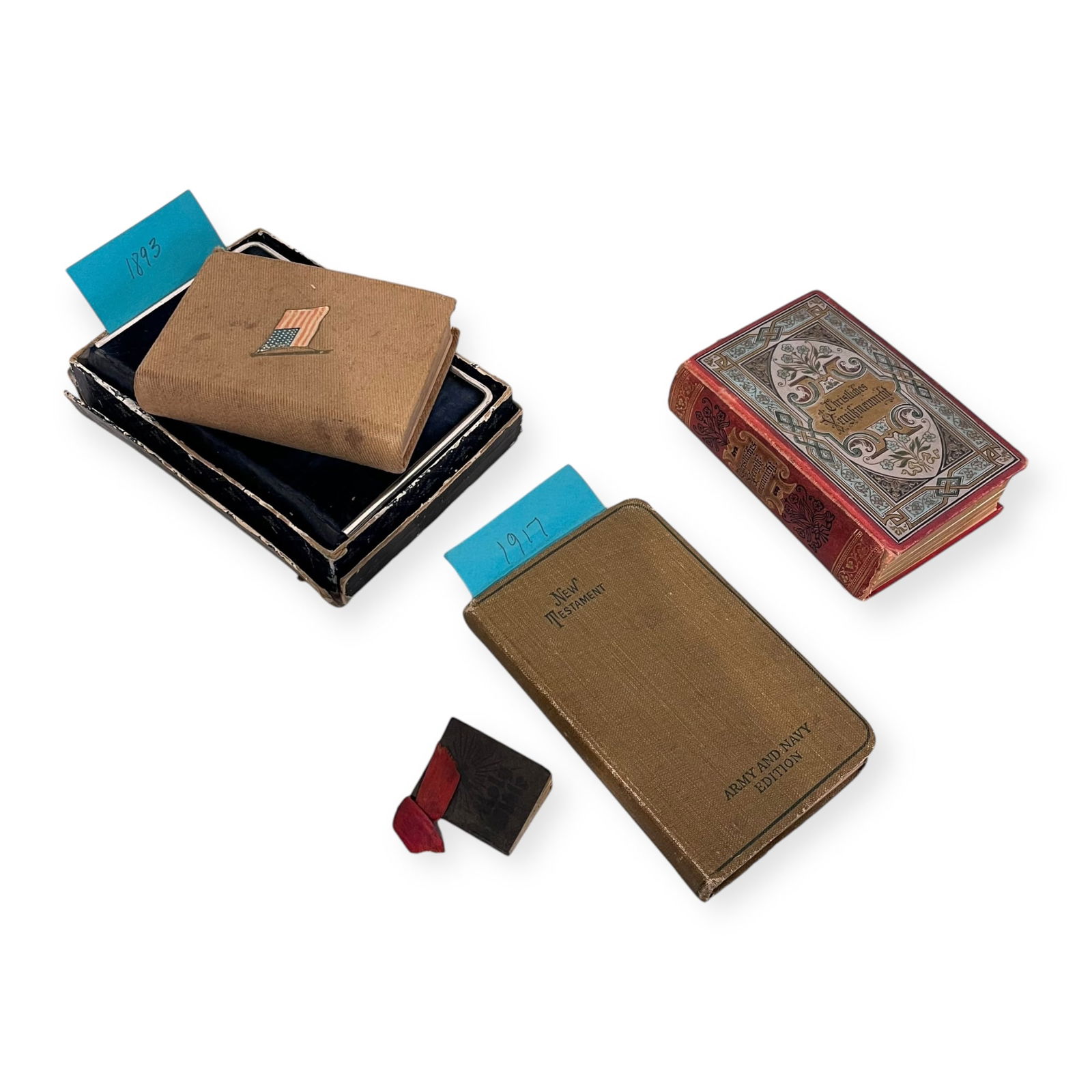 Vintage Religious Lot of 5 Early Bibles Military & Miniature (1 of 2)