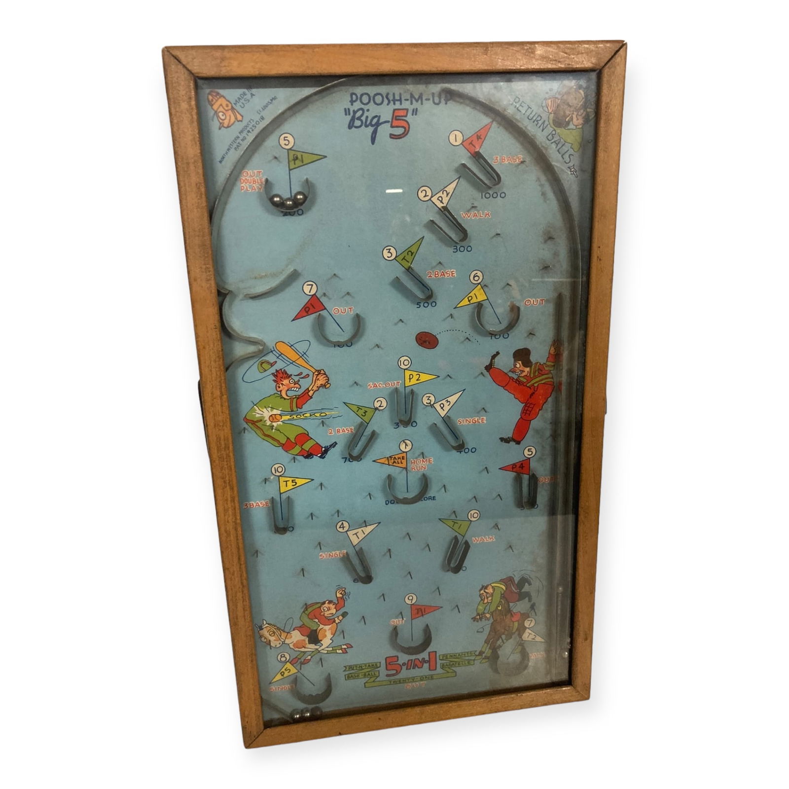 1925 Posh-M-Up Big 5 Pinball Game (1 of 1)