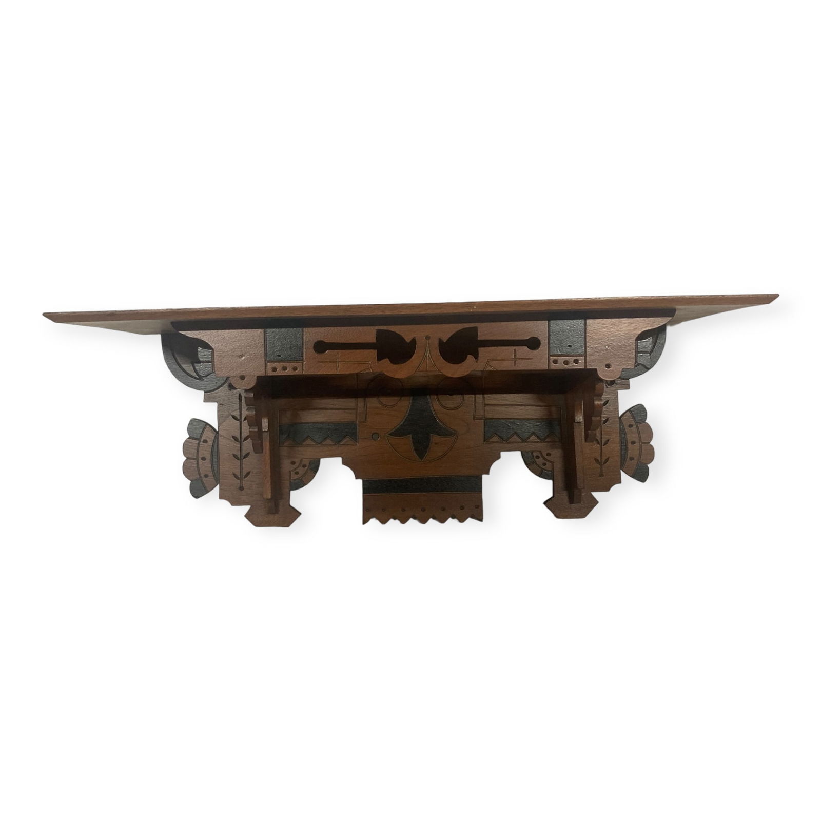 Fancy Eastlake Walnut Carved Clock Shelf (1 of 2)