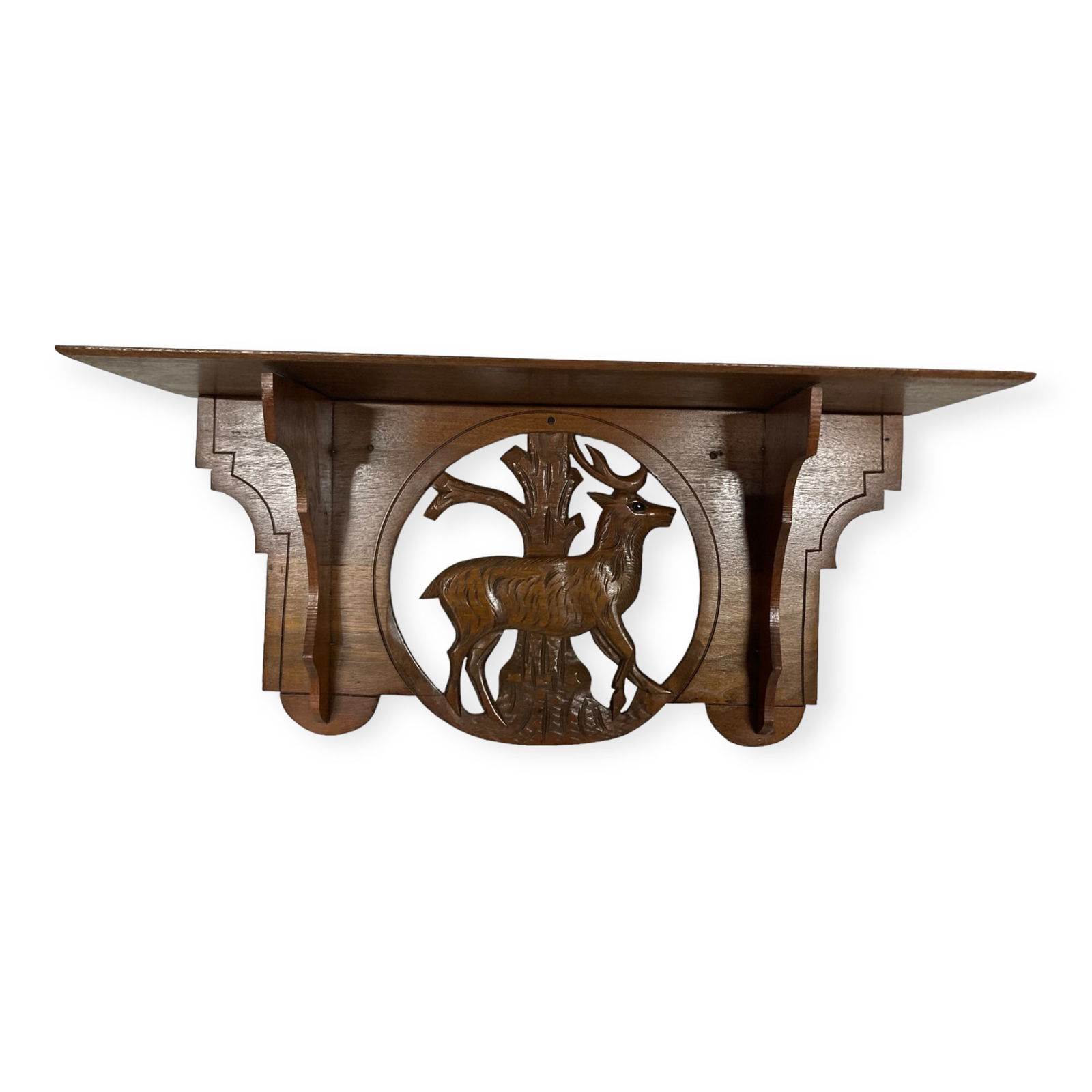 The Best Carved Victorian Walnut Shelf, Carved Deer (1 of 2)