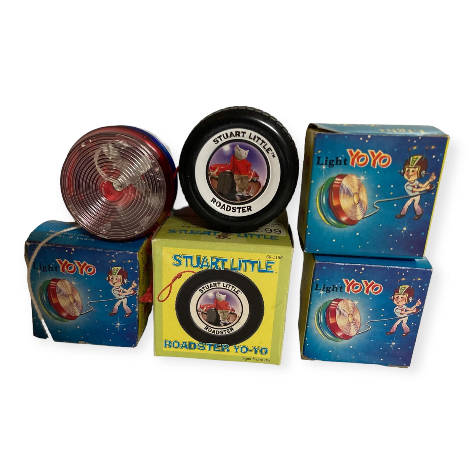 Stuart Little Roadster Yo-Yo Plus 3 Light Yo-Yo's All In original Boxes: Group of yo-yo's. Stuart Little roadster yo-yo, plus 3 light yo-yo's. all in the original boxes
