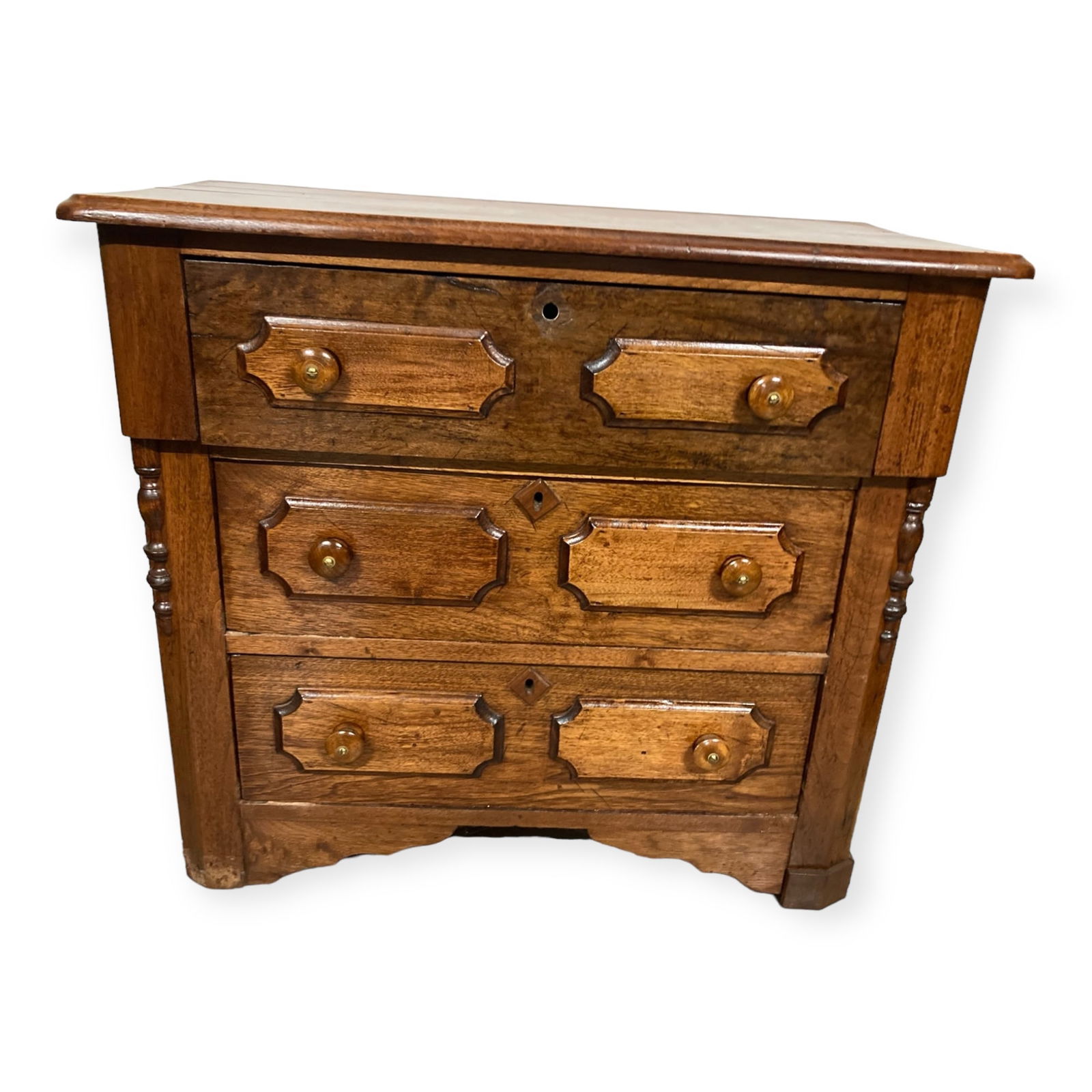 Antique Walnut Victorian 3 Drawer Commode (1 of 1)