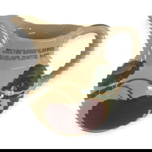 Original Watts Pottery N0. 62 Advertising Apple Creamer: Good original Wattsware No. 62 small advertising creamer. " Preston Surge Service Richland Center Wis.".Apple pattern Excellent color and condition.