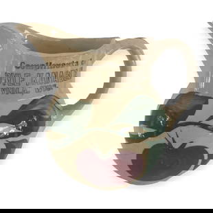 Original Wattsware No. 15 Advertising Apple Pitcher: Good original Wattsware No.15 advertising apple pitcher. " Compliments of Dyle Kanable Viola Wis.". Strong color and excellent condition