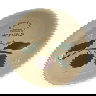 Rare Wattsware No. 33 Advertising Apple Pie Plate: Good original rare Wattsware No. 33 advertising 9 inch pie plate. " Compliments From Schori & Kuster Lbr. Co. Elgin, Iowa "Strong color and excellent condition.