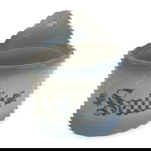 Blue & White Stoneware Maple Leaf Salt Box: Vintage Blue & White stoneware crockery Maple leaf salt box. Excellent original condition. No lid.