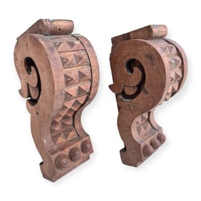 Pair of 19th C Wooden Corbels