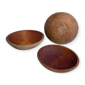 3 Wooden 19th C Bowls