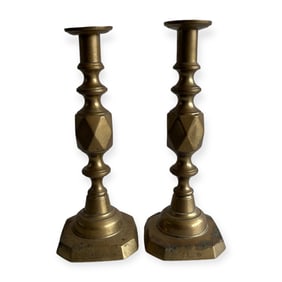 The King of Diamonds' English Brass Candlesticks
