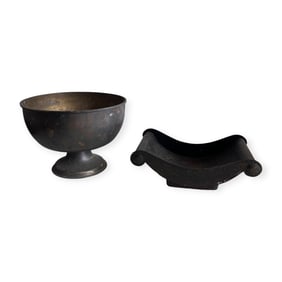 Large Metal Bowl & Toleware Cheese Wheel Base