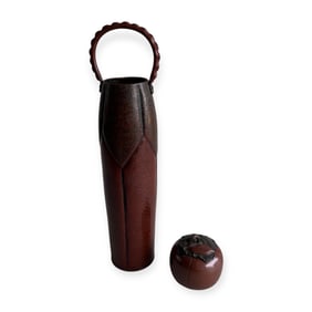 Japanese Inkwell & Tall Handled Canister
