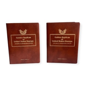 2 Golden Replicas of US Stamps Books (George E Haskin Jr)