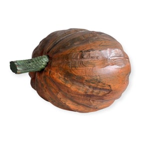 20th Century Wooden Carving of A Pumpkin