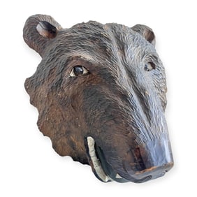 3D Hanging Wooden Carved Bear Head