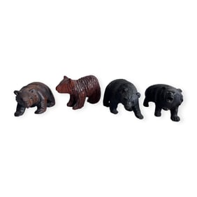 Collection of 4 Small Bear Carvings
