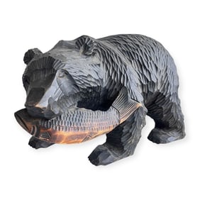 Large Japanese Wooden Bear Carving