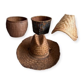 Grouping of 4 Basketry Items