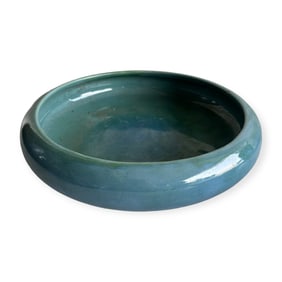 Turquoise Art Pottery Low Bowl