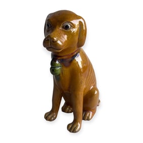 Chinese Export Porcelain Glazed Figure of a Dog