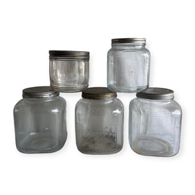 Collection of 5 Glass Canisters