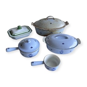 5 Pieces of Decorated Cast Iron Cookware