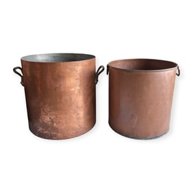 Pair of Lg Copper Kettles