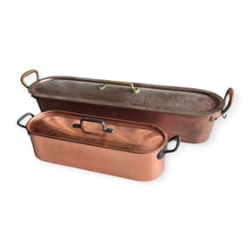 Pair of Large Copper Fish Roasting Pans