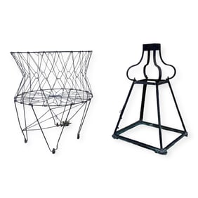 Wire Garden Basket & Lg Copper Lantern