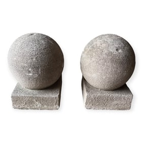 Group of Carved Stone Garden Spheres