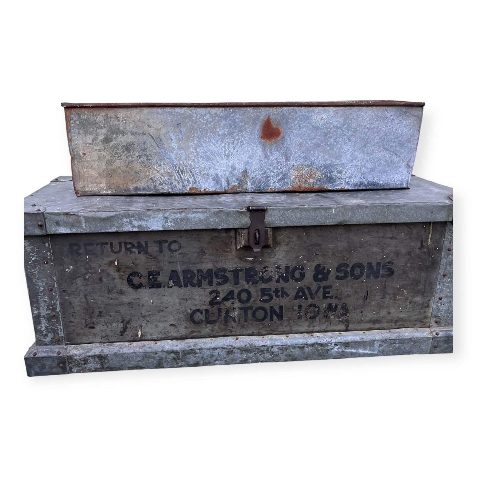 Clinton Iowa Ice Box & Metal Planter (1 of 1)