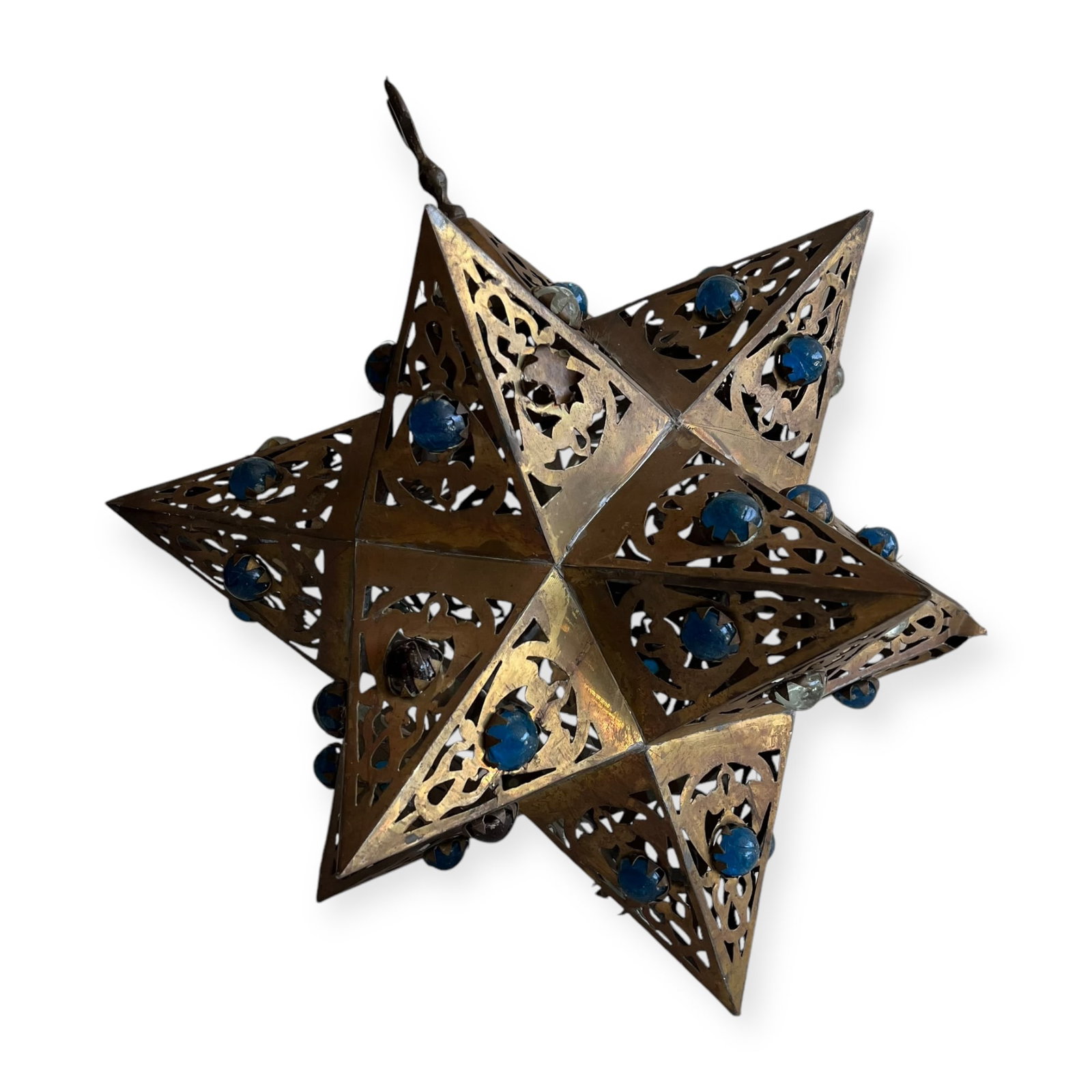 Hanging 3D Star: Measures approx 12 x 12 inches. Metal hanging piece broken.
