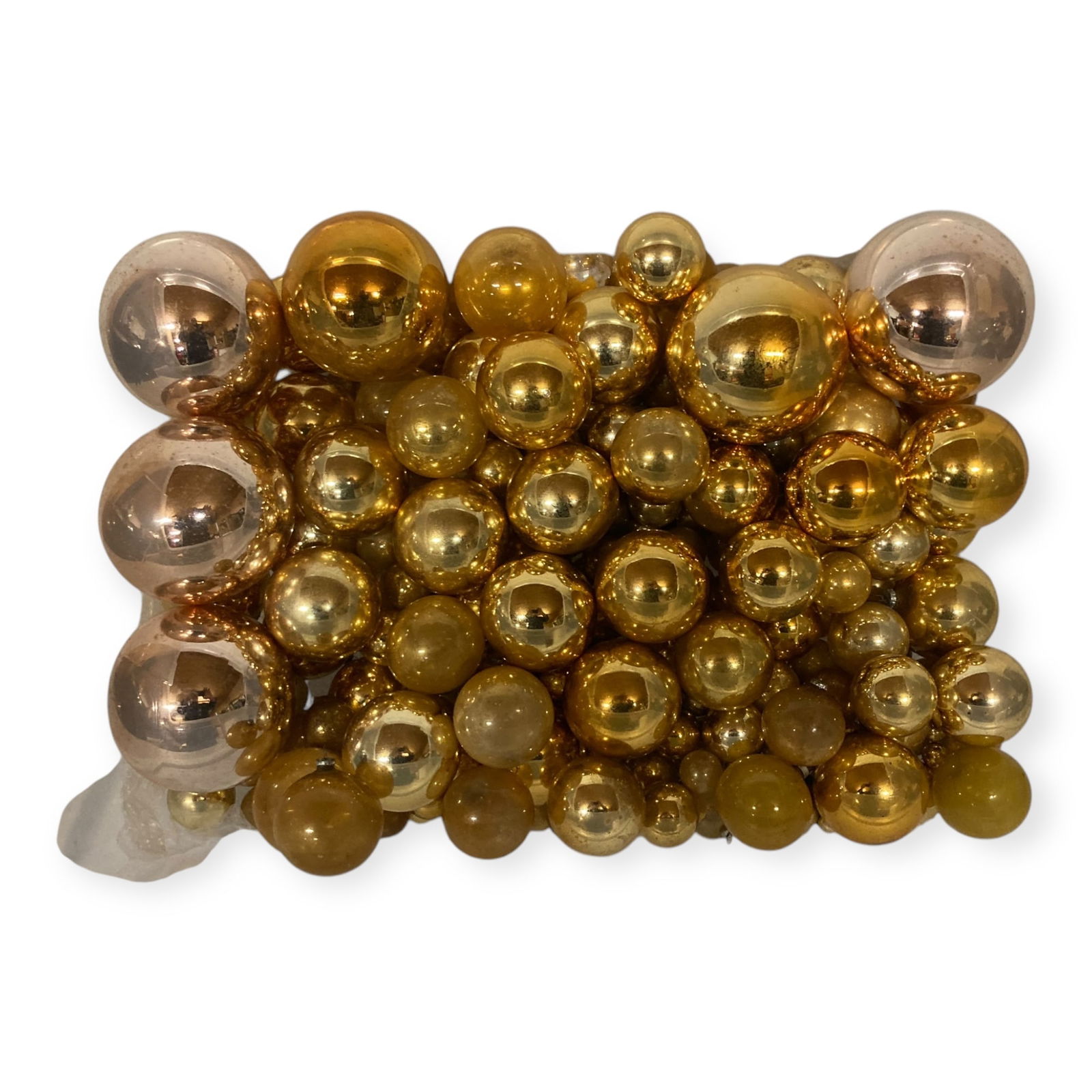 Large Selection of Gold Vintage Glass Christmas Ornaments (1 of 1)