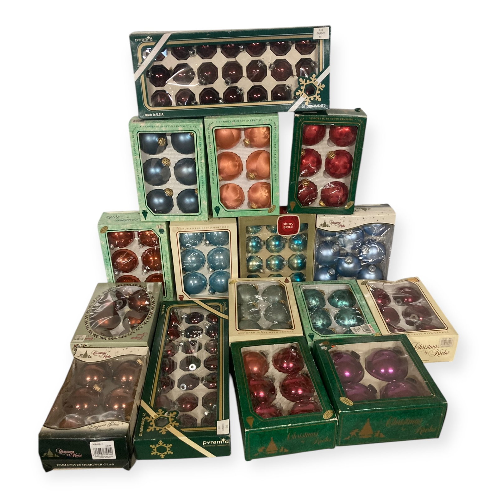 16 Boxes Of Vintage Glass Christmas Ornaments in Original Boxes: 16 boxes of vintage glass Christmas ornaments in the original boxes