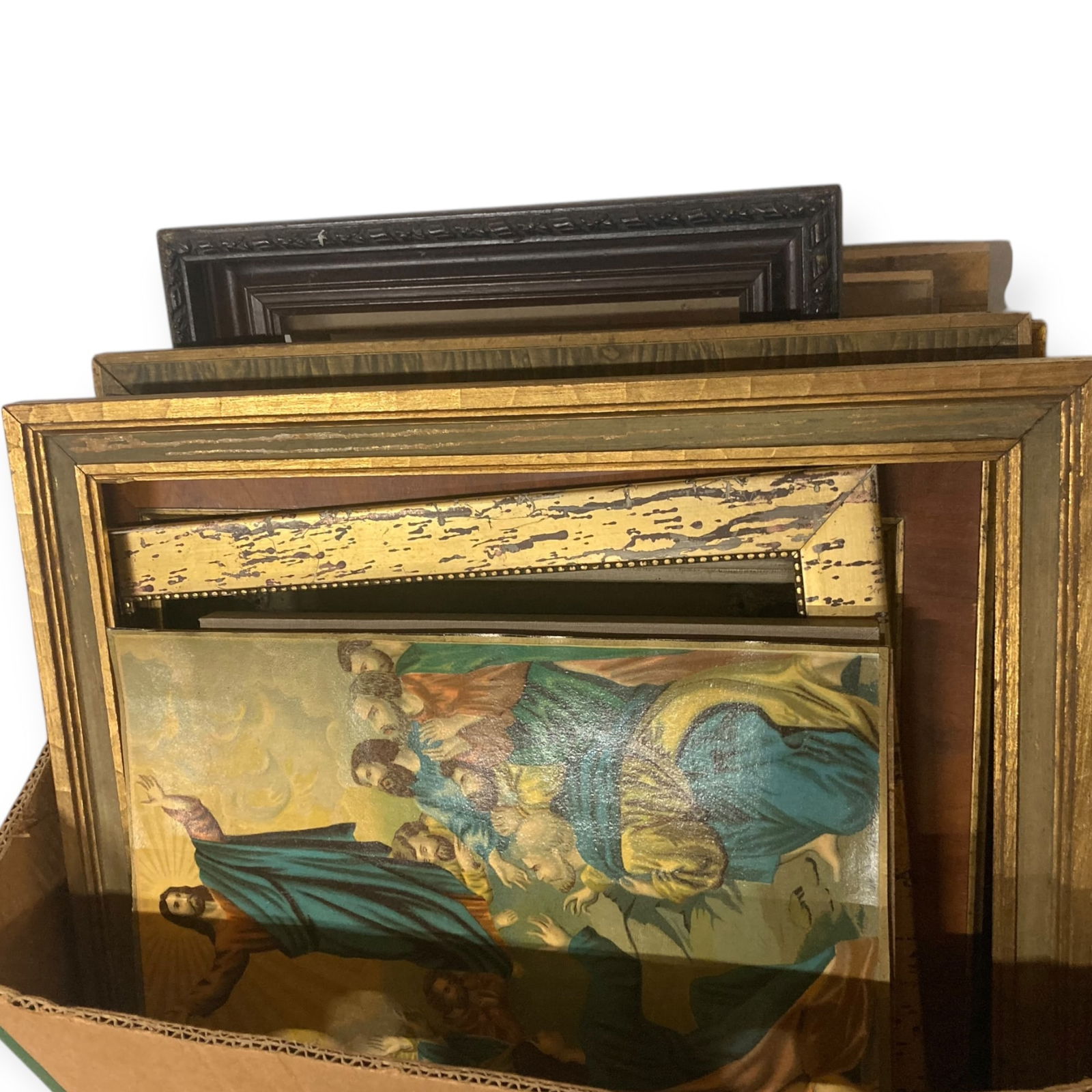 Box Full Of Misc. Antique Picture Frames (1 of 1)