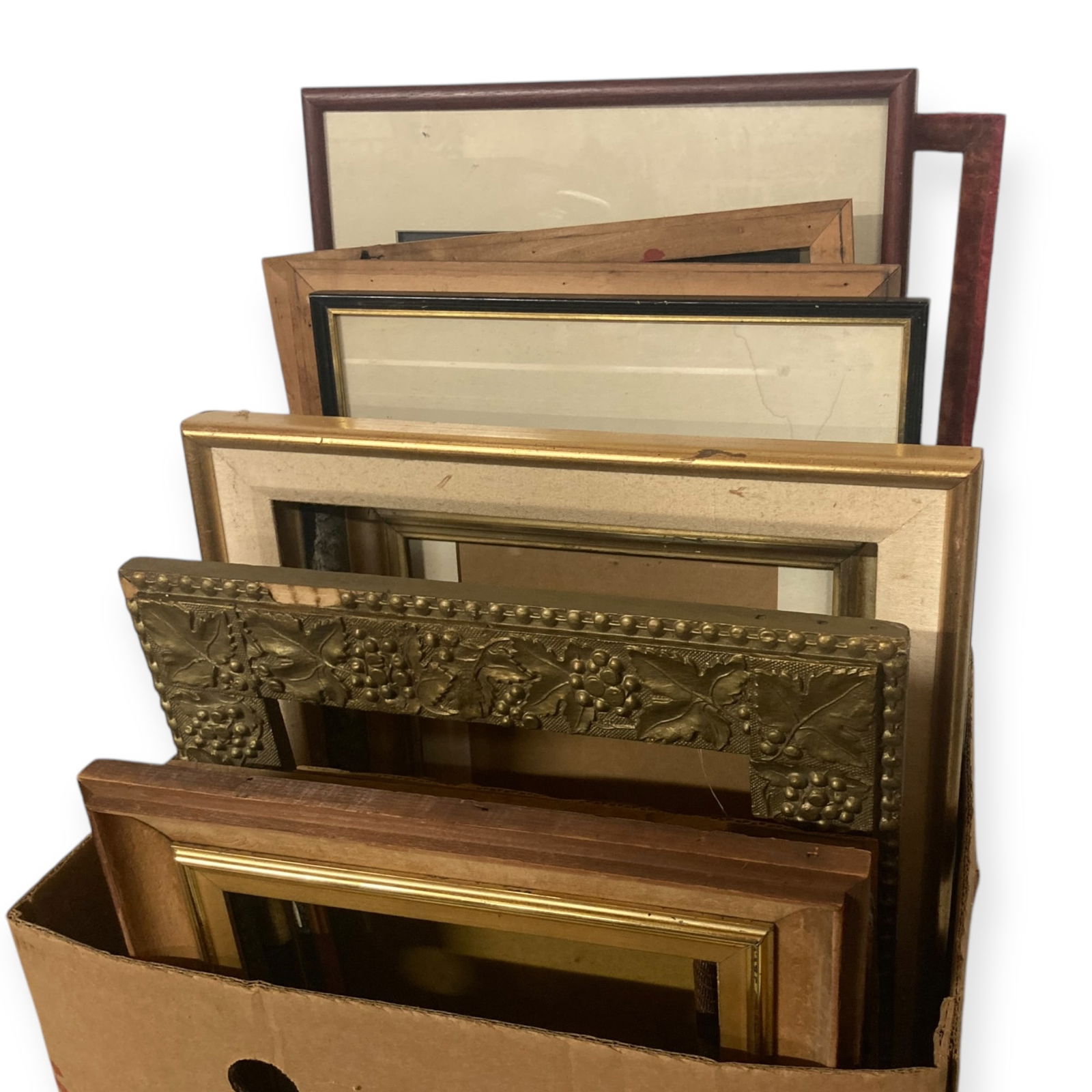 Box Full Of Misc. Antique Picture Frames (1 of 1)