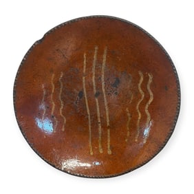 Yellow Slip Decorated Redware Plate