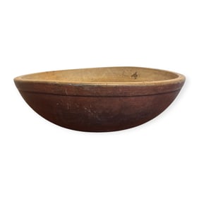 Large Country Turned Bowl in Red Paint