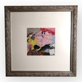 20th C Modernist Circus Ballerina Painting