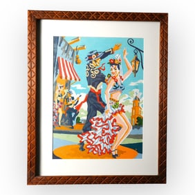 20th C Paint-by-Number Spanish Flamenco Dancers