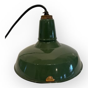 Vintage Green. Enamel Hanging Light Fixture