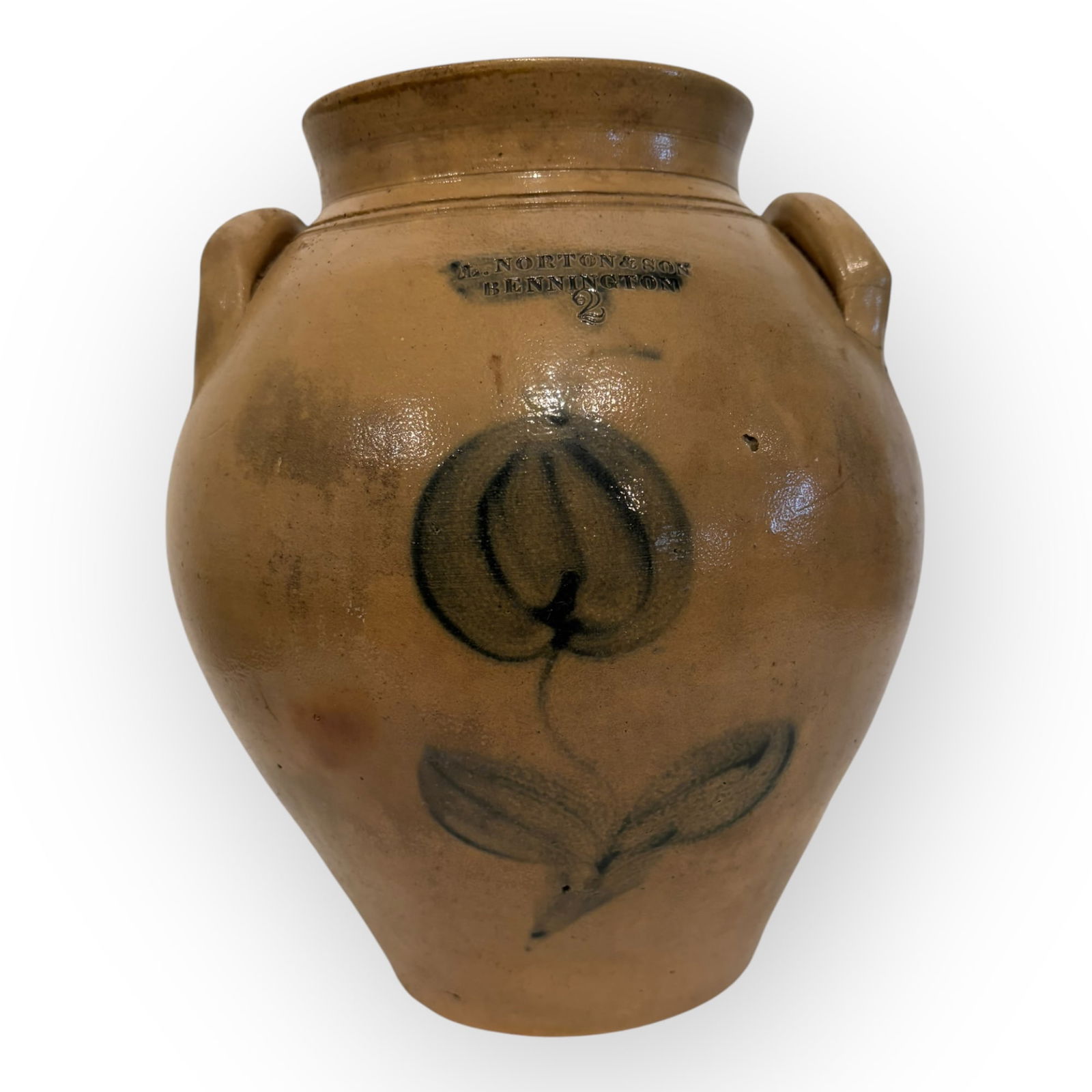 Early L Norton Decorated Ovoid Stoneware Jar (1 of 3)