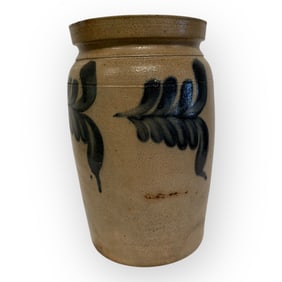 Early Decorated Salt Glaze Stoneware Jar Remmey