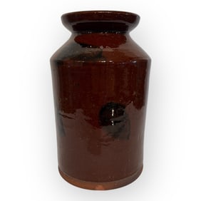 1800's Decorated Redware Jar
