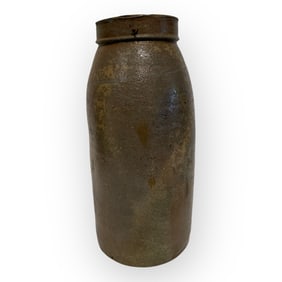 Unusual Size 19th Century Salt Glazed Canning Jar