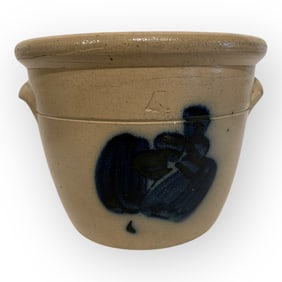 Early 1 Gallon Decorated Stoneware Cream Pot