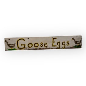 Folk Art Wood Painted Goose Eggs Sign