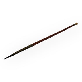 Unusual Walking Stick With Bone Top And Brass End