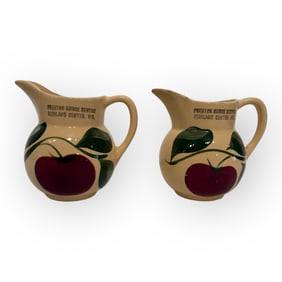 Pair of Wattsware No. 62 Advertising Apple Creamers