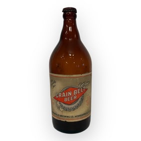 Vintage Quart Grain Belt Beer Bottle With Label