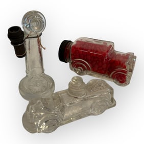 3 Glass Candy Containers